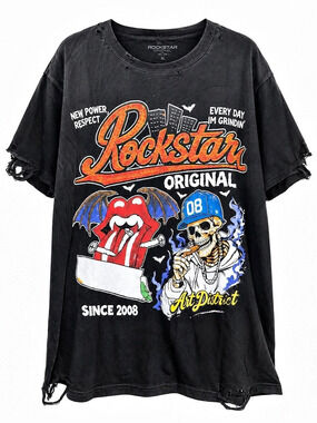 Rockstar Original Art District Graphic Tee Black & Orange XL